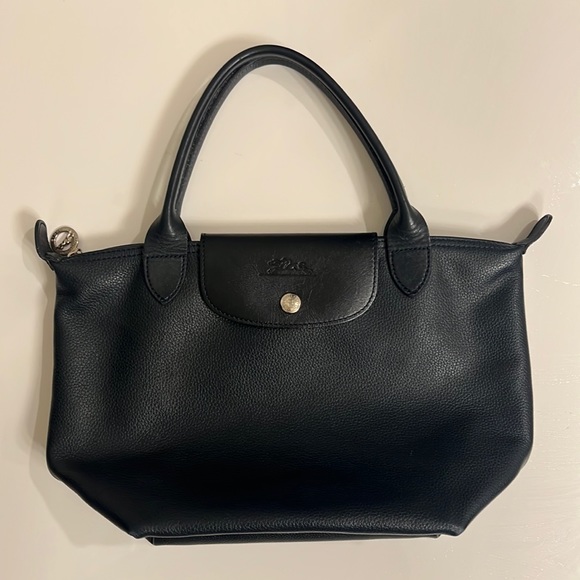 Longchamp Handbags - Longchamp Leather Le Pliage Navy Blue Tote
